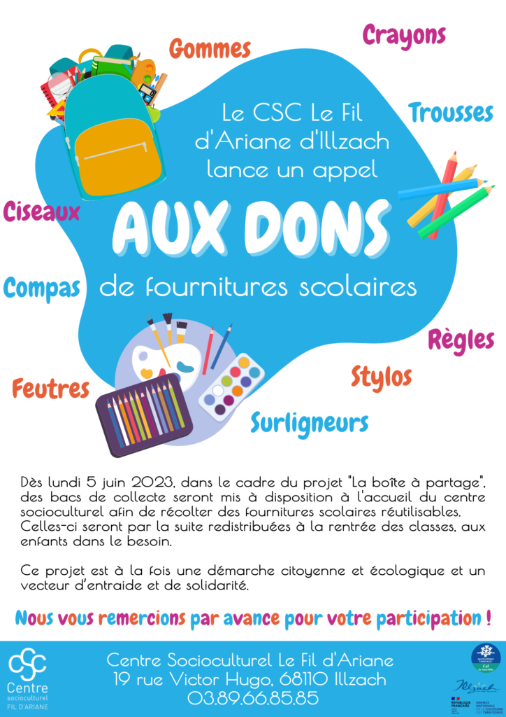 Dons fournitures scolaires